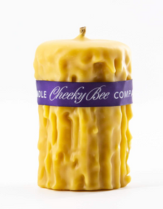 Cheeky Bee Drip Beeswax Candle #6 - 3.5" x 5"