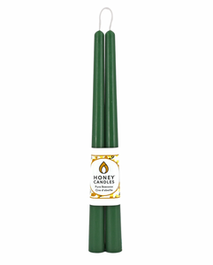 Beeswax 12" Taper Candle Pair - Forest Green