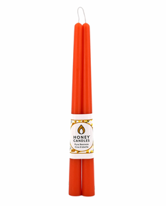 Beeswax 12" Taper Candle Pair - Tangerine