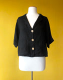 Linen Three Button Top