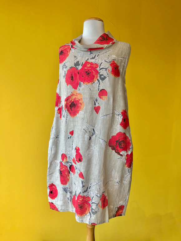 Linen Cowl-Neck Dress