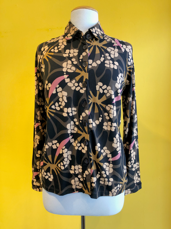 'Hippy Marron' Button-Up Blouse